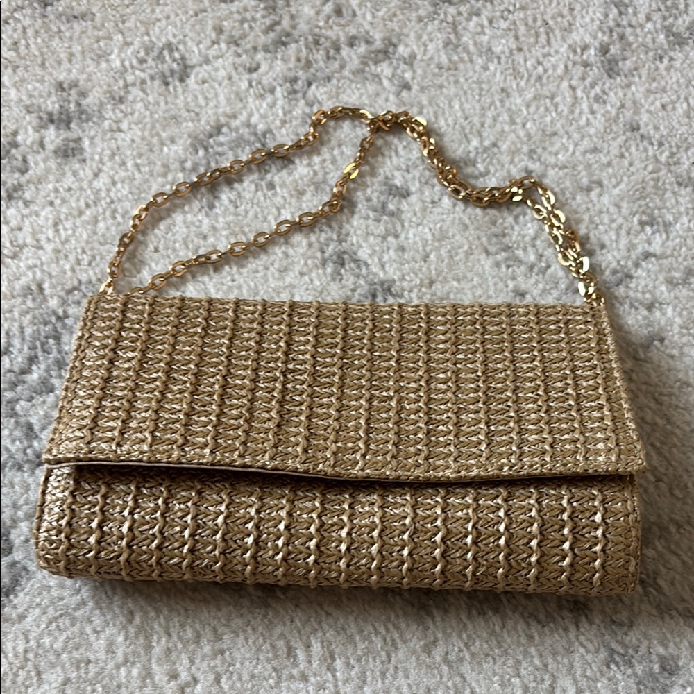 Elegant Gold Woven Clutch